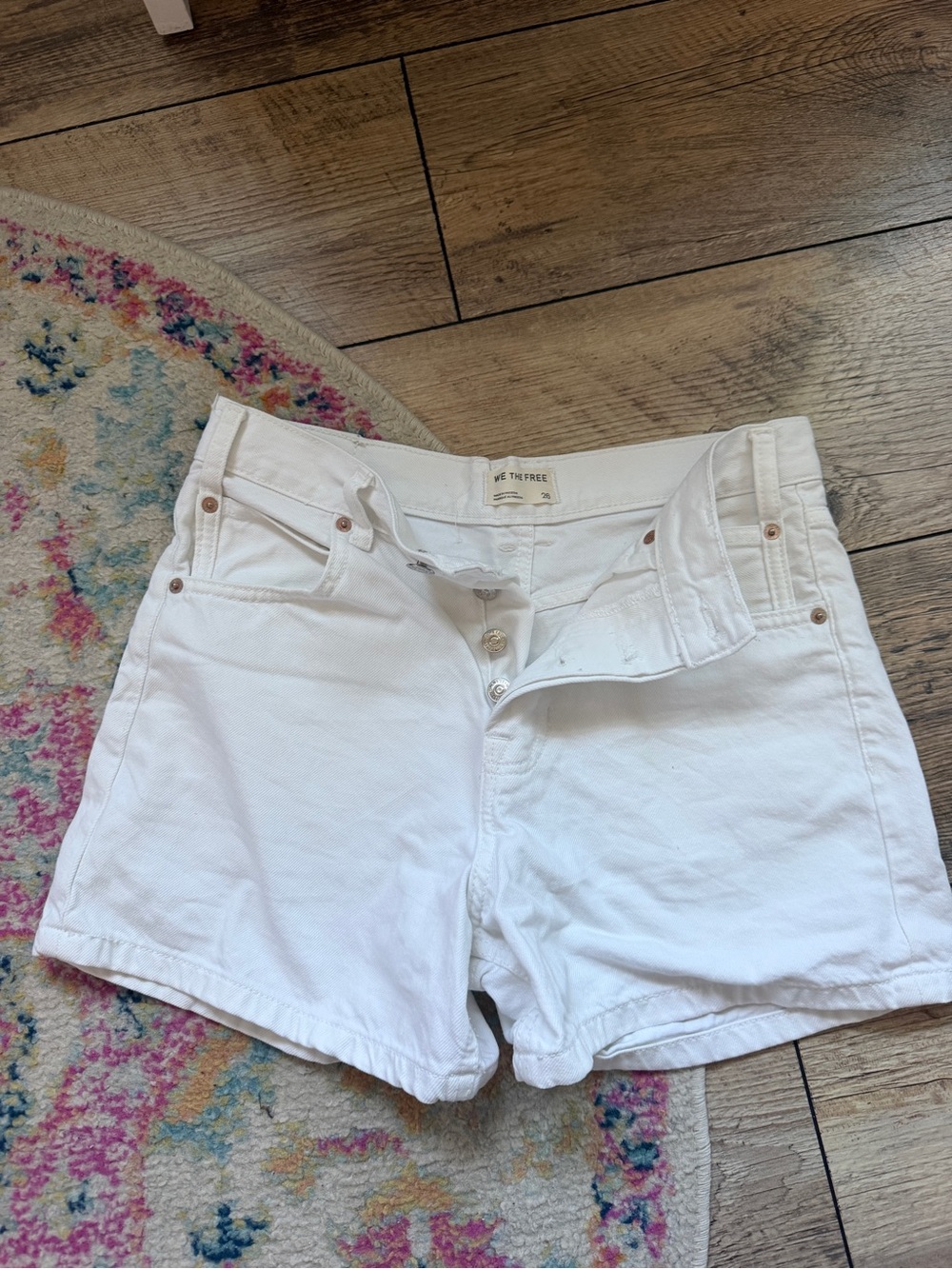 Free People White High-Rise Denim Shorts